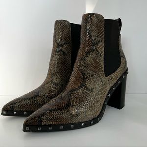 Charles David Dark Brown Glossy Snakeskin Boot